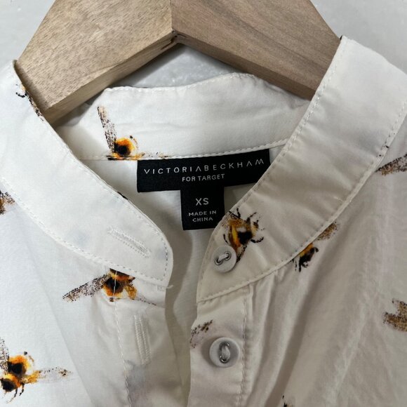 Victoria Beckham For Target XS Bee Print White Button-Up Cotton Shirt - Picture 2 of 11